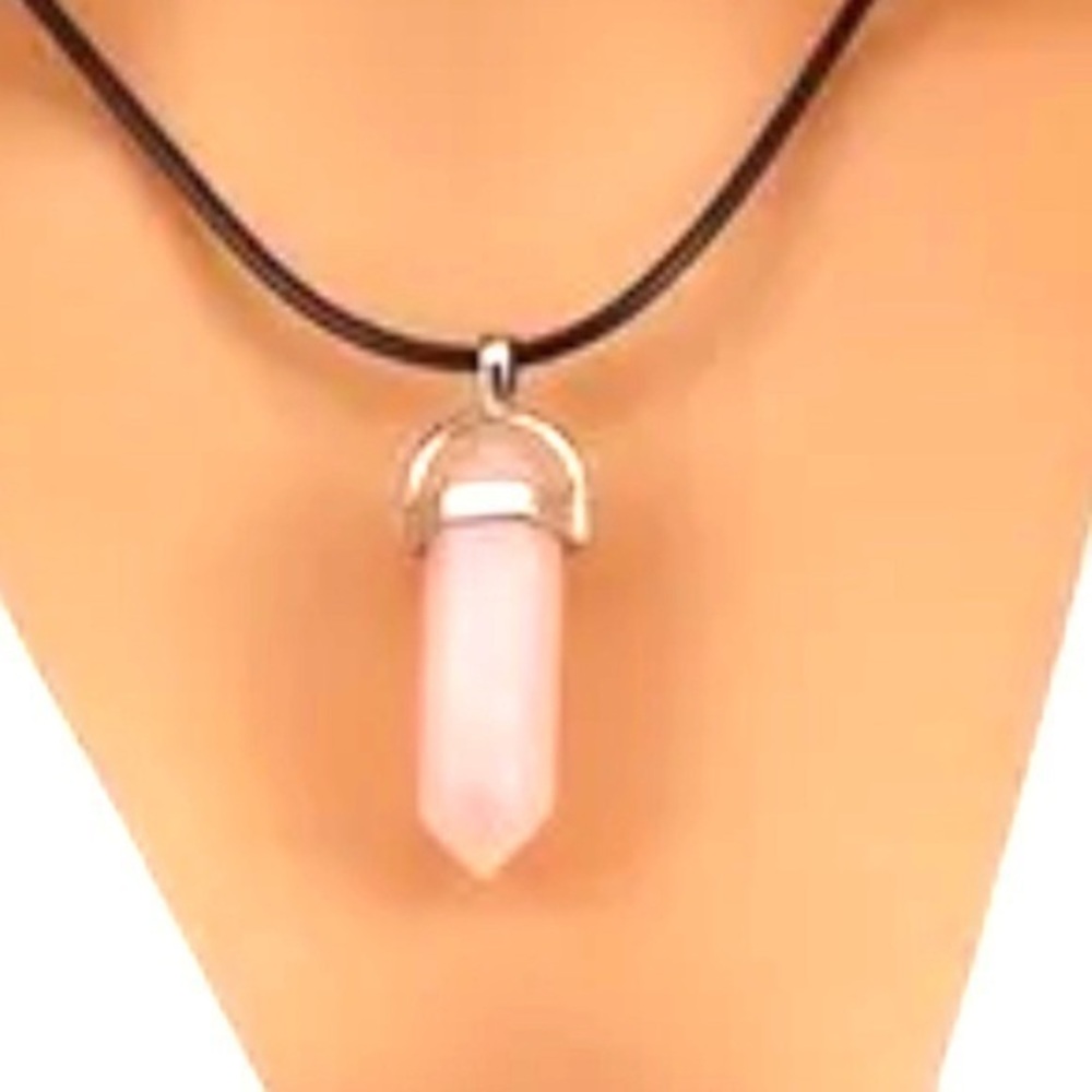Light pink crystal hexagon necklace